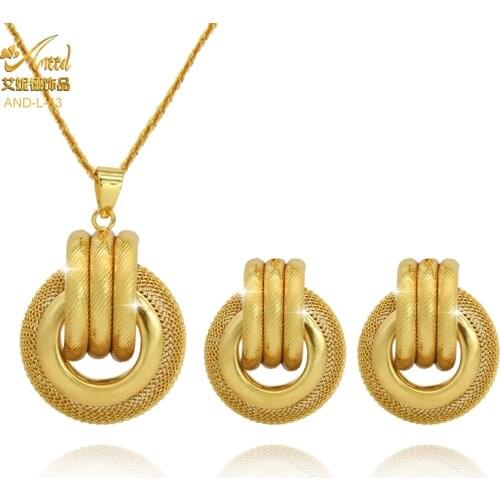 ANIID Earrings And Necklace Jewelry Women African Nigerian Gold Dubai Statement Jewellery Set Wedding Zirconia Bridesmaids Charm