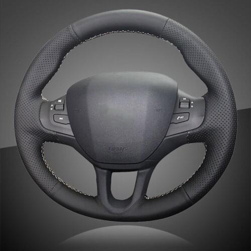 Auto Braid On The Steering Wheel Cover for Peugeot 208 2008 Interior Car-Styling Hand Stitching Car Steering Wheel Covers