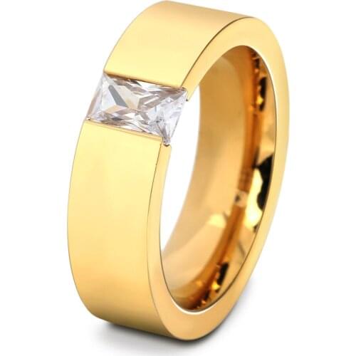 Free shipping Fashion Crystal Zircon Jewelry Two Color Plated Ring Classic 316L Stainless Steel Rings For Women Men
