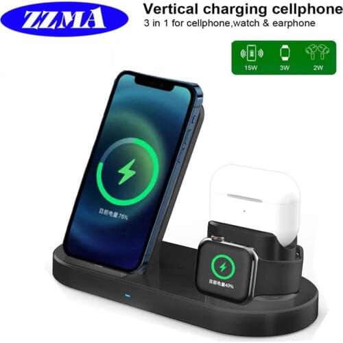 15W Fast Wireless Charger Bracket For iPhone 12 11 XS Max x 8 Plus Chargers Airports Pro Apple Watch 6 5 4 3 Stand Charging 3IN1