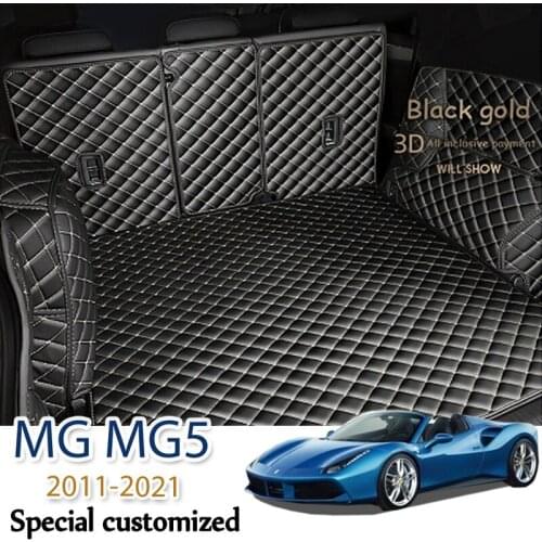 Custom Leather Car Trunk Mats For MG MG5 2011-2021 Hatchback Sedan Saloon Rear Trunk Floor Mat Tray Carpet Mud