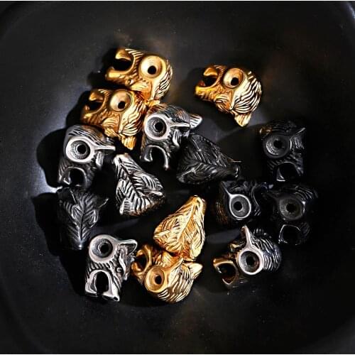 Cool Wolf Head Shape Separate Beads Gold Color Silver Color Alloy Bracelet Accessories Beads For Handmade Bracelets 2020 Jewelry
