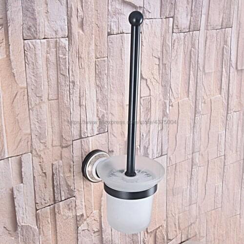 Black Oil Rubbed Brass Bathroom Accessories Toilet Brush Holders with cup set Wall Mounted Brush Holder Nba720