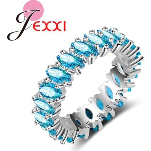 Hot Sales Wedding Bands 925 Sterling Silver Ring Full Paved CZ Eternity Rings for Women Engagement Gift