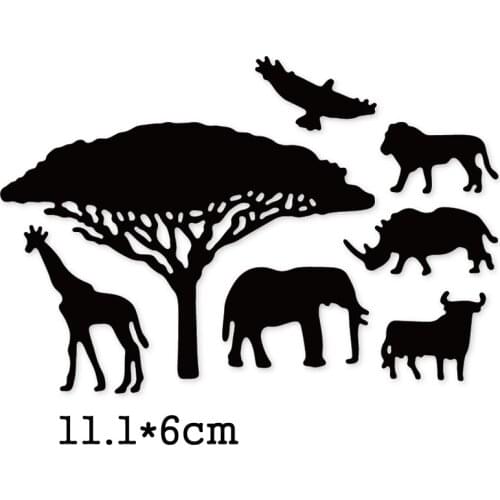 African Animals Elephant Metal Cutting Die for DIY Scrapbook Embossing Paper Cards Craft Knife Mould Blade Punch Stencils Dies