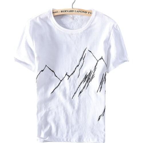 Suehaiwes 2020 Italy brand linen t-shirt men short sleeve fashion t shirt for men summer white tshirt mens round neck t shirts