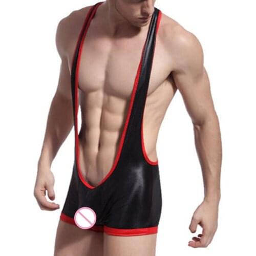 Men Shapers Sexy Singlet Unitards Lingerie Underwears Red Black Men Body Shaper Bodysuit Wrestling Leotard Beach Swimwear S-XL