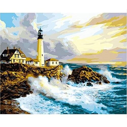 Paint By Number lighthouse HandPainted Painting Art Christmas Gift DIY Pictures By Numbers Santa Claus Kits Home Decor