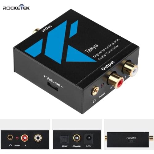 Optical to RCA Digital to Analog Converter Adapter for Digital/HDTVs/Apple/Google Adjustable Audio Volume Stereo 3.5mm Jack