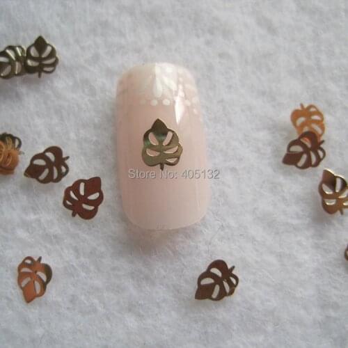 Approx. 1000pcs/bag Metal Gold Leaf Design Non-adhesive Metal Slices Nail Art Decoration MS-282-2