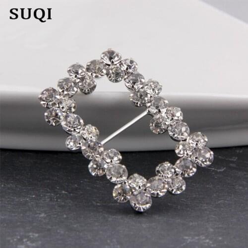 Hot Offer 40mm (Inner Bar 20mm)Gun black Round Crystal Rhinestone Buckle Invitation Ribbon Slider For Wedding Silver Accessorie