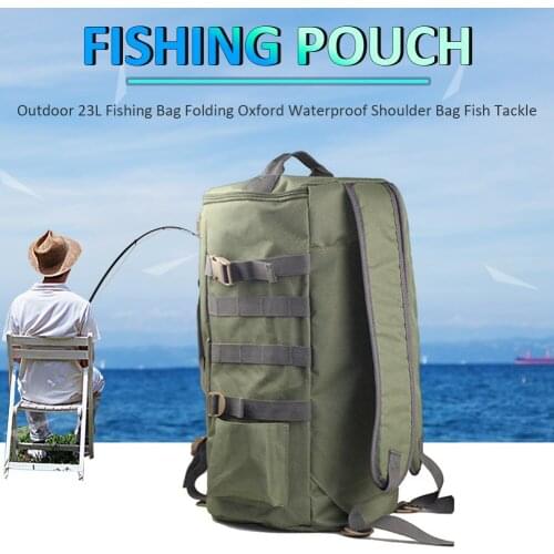 23L Tackle Backpack Storage Bags Oxford Fabric Large Capacity Travel Carry Fishing Lure Bag Rainproof Fishing Pouch