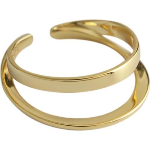 SILVERHOO Korean Style Rings For Women S925 Sterling Silver Double Line Smooth Surface Ring Minimalism Personality Fine Jewelry