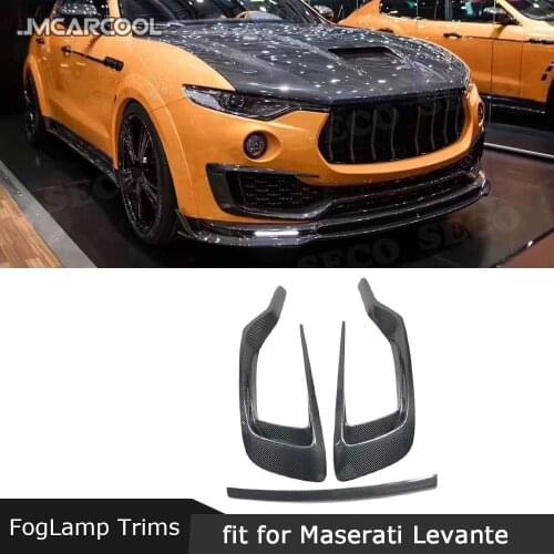 Carbon Fiber Front Bumper Middle Lip Trim Spoiler for Maserati Levante 2016 - 2019 Head FogLamp Air Vent Mesh Frame Cover