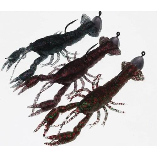 Swolfy 3pcs/Lot Crayfish Fishing Lure 12cm Shrimp Lobster Swim Bait Claw Bait ISCA Artificial Lure Bait SOFT LURE
