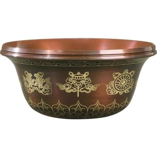 Tibetan Bronze Copper Drinking Bowl Auspicious Holy Water Milk Tea Cup Large Small Size Buddhist Bowl Homes Gift Decorative