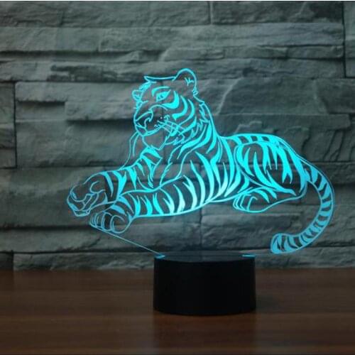 Tiger 3d Night Light 7 Color Changing Remote Touch Switch Usb 3d Table Lamp Visual Light For Kids Luminaria Led Nightlight