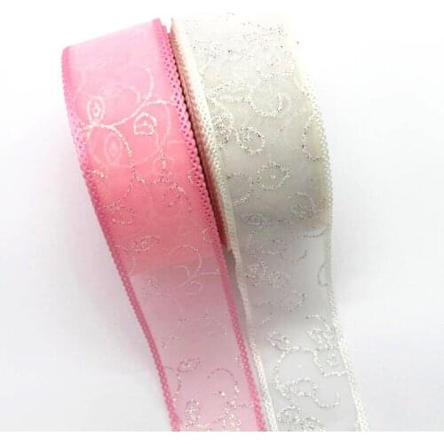 1-1/2 38mm powder tulle lace ribbon 10y 20y DIY handmade materials headdress bow bow gift wedding packaging New Year decoration