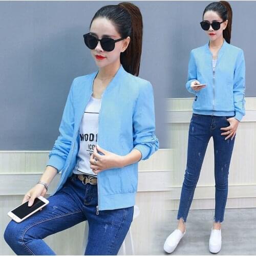 Women Jacket 2021 New Female Short Jacket Womens Zipper Small Coats Plus Size Baseball UniformThin Spring Summer Coat Loose Top