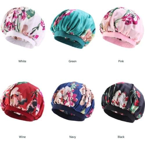 Muslim Womens Soft Night Sleep Turban Cap Wide Band Hair Loss Cancer Chemo Beanies Hats Satin Bonnet Headwear Hair Accessories