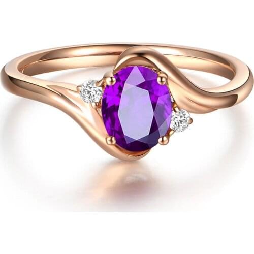 MOONROCY Rose Gold Color Purple Rings Crystal Oval Open Ring Jewelry Wholesale for Women Wedding Ring Dropshipping Lover Gift