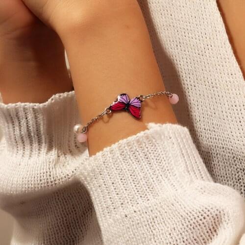 Find Me Creative Butterfly Pendant Bracelet for Women Simple Alloy Chain Bracelets 2020 Summer Fashion Jewelry Accessories