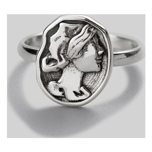 Bohemian Vintage Big Queen Ring For Women Boho Antique Silver Color Knuckle Rings Boho Jewelry Anillos