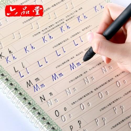 Liu Pin Tang 1pcs Italian Style Reusable English Groove Calligraphy Copybook Erasable pen Learn words Adults Art writing books