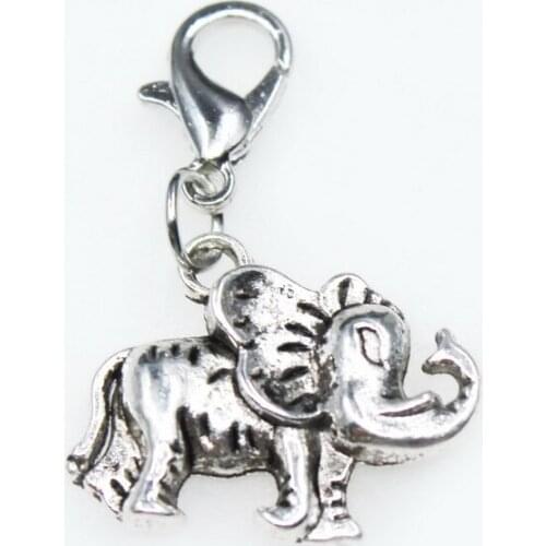 Animal 20pcs Elephant Dangle Charms Lobster Clasp Hanging Charm DIY Bracelet Jewelry Accessory Charms