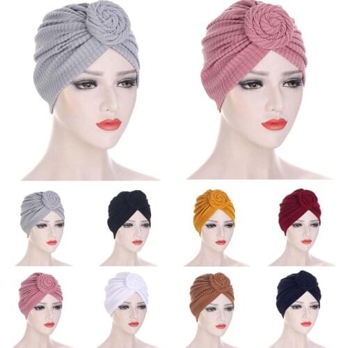 2021 New Fashion Solid Indian Arab Wrap Turban Caps Women Head Scarf Hijab Bonnet Bohemian Inner Hijabs for Cap Muslim Headdress