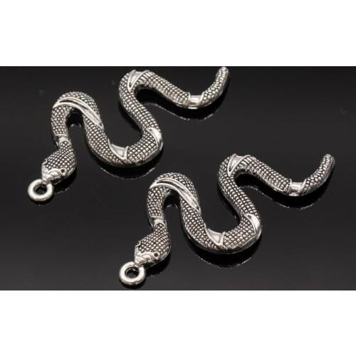 3Pcs 55x25mm Large Snake Charms Antique Silver Color Tone Pendant Findings Diy Aesthetics Accessories Handmade Jewelry Makeing
