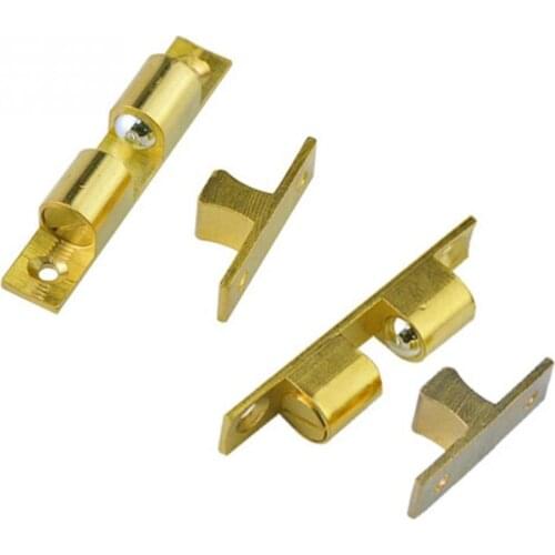 4 type Solid Brass Polish Double Ball design Catch Hardware Cabinet Cupboard Home Door Latch Card type pure copper lock door
