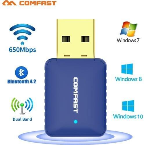 600Mbps USB Bluetooth Dongle Adapter 4.2 for PC Computer Speaker Wireless Mouse Bluetooth Music Audio 5G Receiver Transmitter