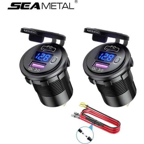 12V USB Car Charger USB Auto Phone Charge QC3.0 5V 3A Fast Charging PD Port Cigarette Lighter Waterproof 12-24V Charge Accessori