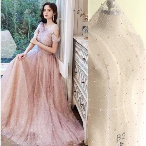 Beaded Glitter Embroidery Lace Fabric Wedding Dress Veil DIY Decoration Material Fabric Creative Design Accessories RS3664