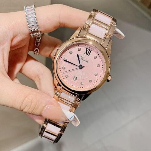 Fashion Pink Ceramic Ladies Watch Women Watches Luxury Quartz Watch Waterproof Female Clock Relogio Feminino Montre Femme + Box