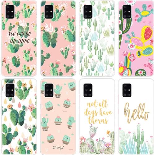 Kawaii Cactus And Plant Case for Samsung Galaxy A12 A02 A03S A21S A22 A32 A52 A72 A82 Quantum 2 S21 Plus FE Ultra M02S M12 Cover