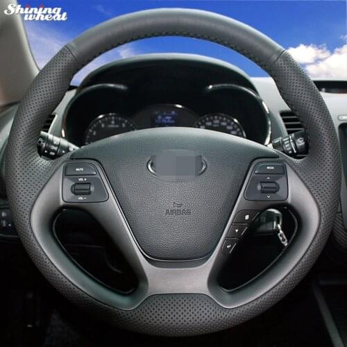 BANNIS Black Leather Steering Wheel Cover for Kia K3 2013 Kia K2 2015 Kia Ceed Cee'd 2013 2014 Kia Cerato 2013-2015