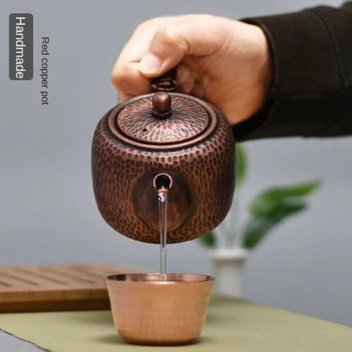 Pure red copper hand-made tea pot thickened antique small copper pot Kung Fu Tea Set tea pot tea maker