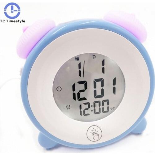 Kids Alarm Clock Night Light Time Snooze Backlight Temperature Display Table Clock Electronic Desktop Clock Table Decoration