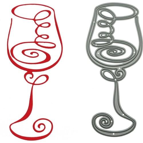 Red Wine In Glass Pattern Metal Cutting Dies Scrapbooking DIY Invitation Card Decorating Craft Paper Cutter Mold