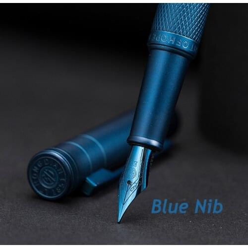 Hongdian Dark Blue Forest Metal Fountain Pen Blue EF/F/Bent Nib Ink Pen Beautiful Tree Texture for Business Office Writing Gift