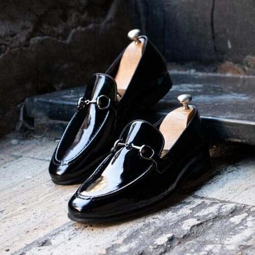 IBAY just أحذية جلدية سوداء براءات الاختراع للرجال