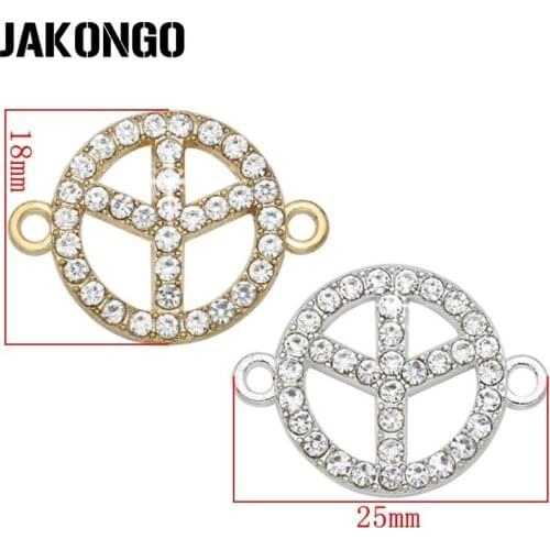 10pcs Silver Plated Crystal Peace Sign Charm Connector for Jewelry Making Bracelet Accessories Findings Handmade DIY 25x18mm