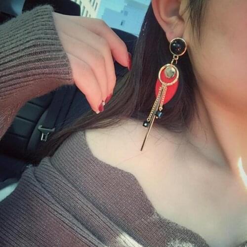 Korean Temperament Long Pendant Female Simple Wood Earrings Wild Tassel Jewelry Earrings Wholesale Earrings For Women Brinco
