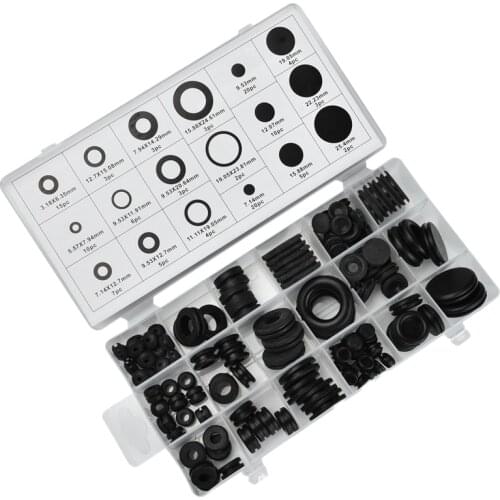 Hot 125 Pieces of Rubber Grommet Classification Kit Firewall Hole Plug Set Electrical Wire Gasket Kit 18 Different Sizes