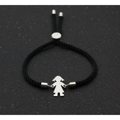 Cute Bear Lovely Stainless Steel Little Girl Charm Bracelet Lucky Thread Rope Simple Adjustable Couples Bracelet Men Jewelry