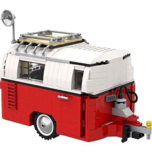 MOC Spliceable Vehicle 10220 10221 Tail Caravan Building Blocks Set Assemble DIY Trailer Car Bricks Toys For Children Kids Gfits