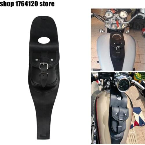 Motorcycle Universal Tank Chap Cover Panel Pad Bib Bra Bag Black Leather Fit For Harley Sportster XL48 883 1200 Models Tank Bags