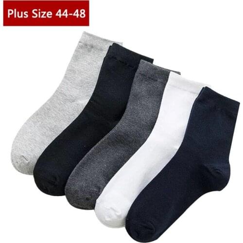 Spring And Summer Cotton Solid Color Breathable Business Casual Men Dress Socks For Europe And America Plus Size 44-48